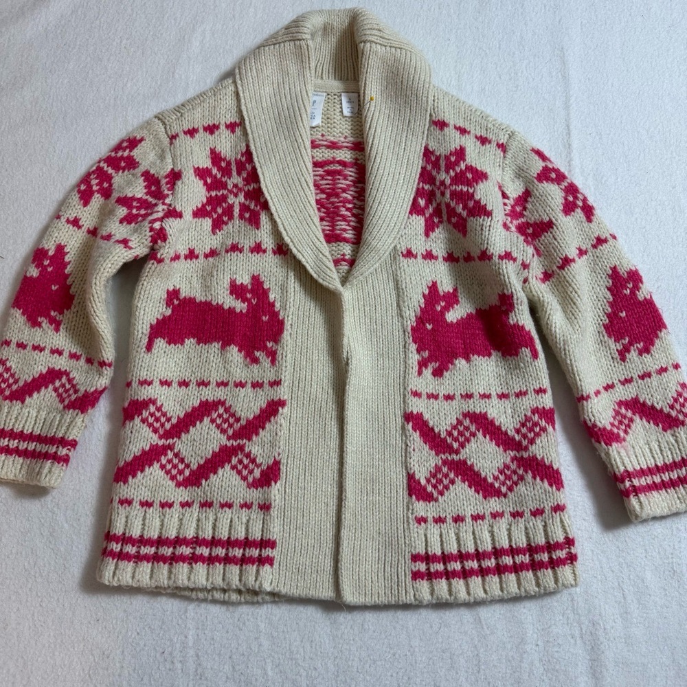 GAP Sarah Jessica Parker Open Cardigan Girls 5 Yrs Shawl Collar Bunnies Pink